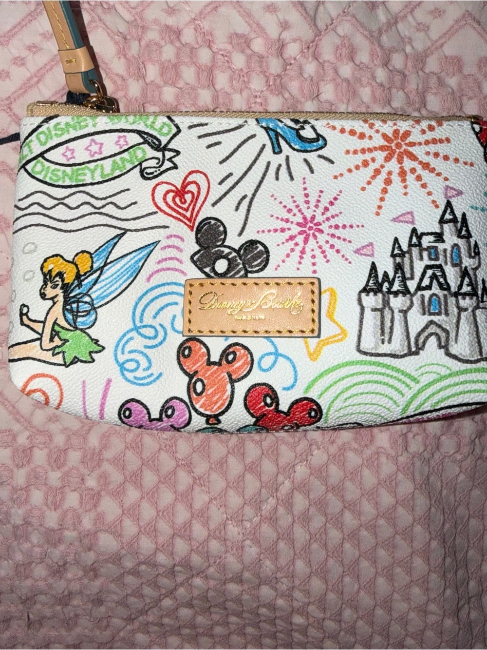 Dooney & Bourke White Multicolor Disney Sketch Wristlet